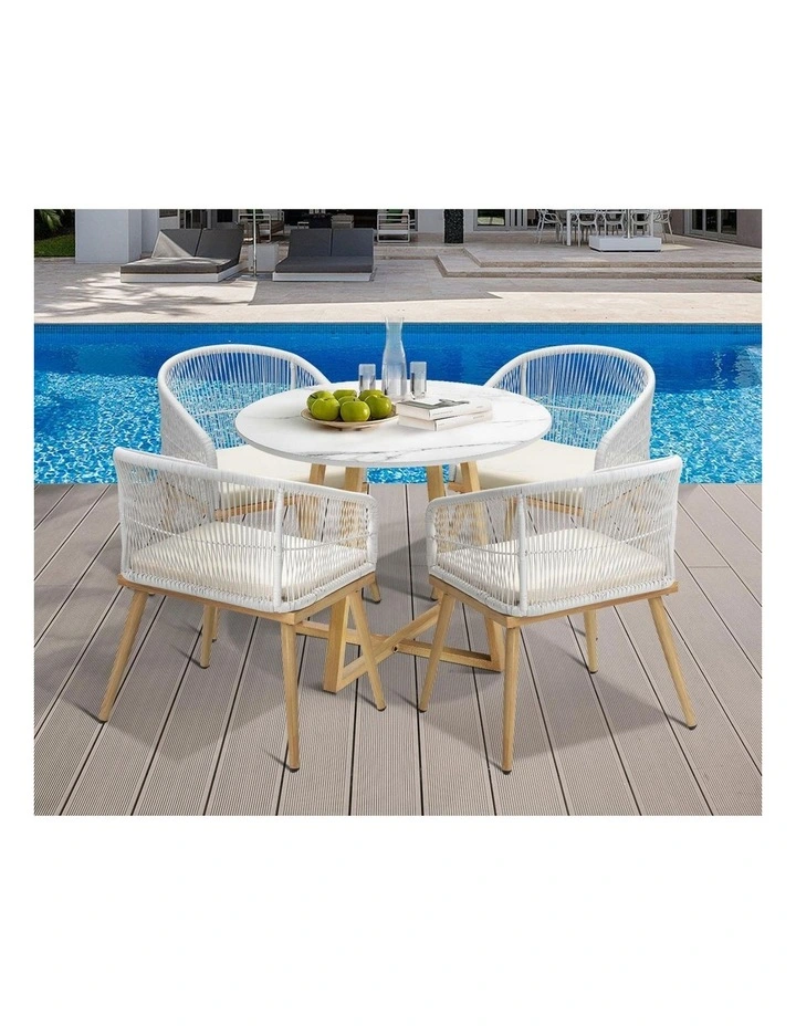 Livsip 5 Piece Outdoor Dining Setting Table Lounge Chairs Patio Furniture Set image 7