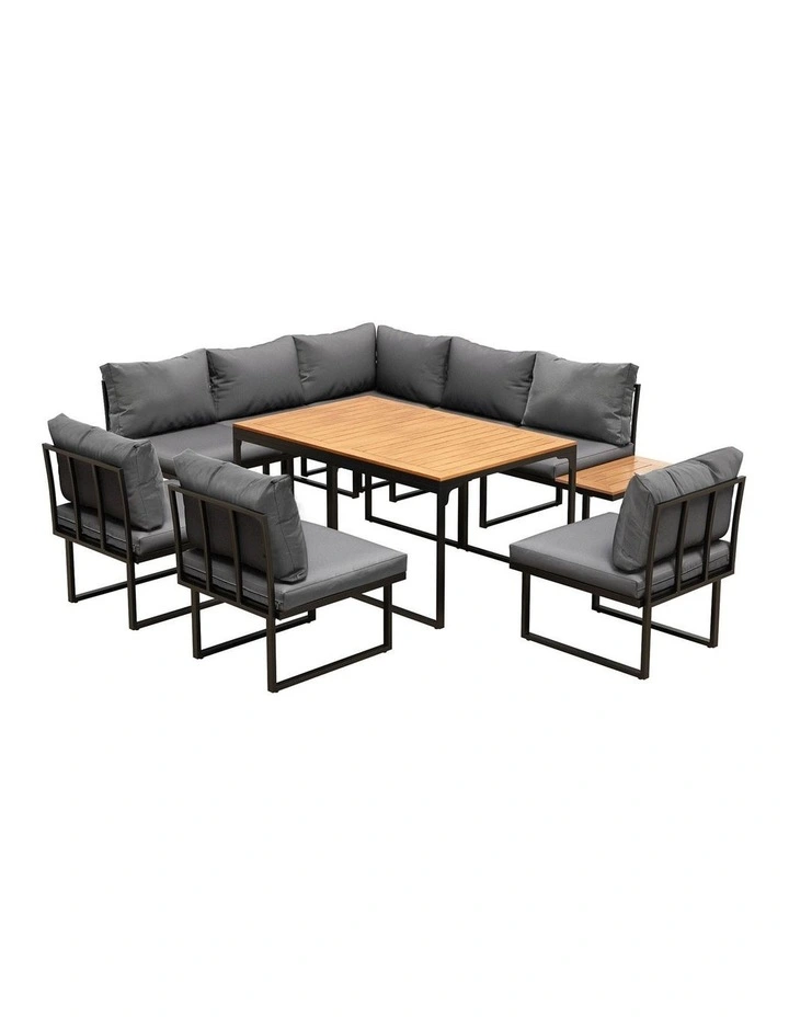 Livsip 8 Seater Outdoor Dining Sofa Set Lounge Furniture with Side Table Grey image 1