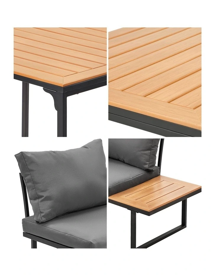 Livsip 8 Seater Outdoor Dining Sofa Set Lounge Furniture with Side Table Grey image 7