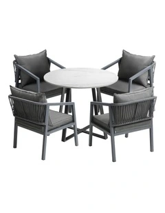 Livsip 5PCS Outdoor Dining Setting Table Lounge Chair Patio Furniture Bistro Set