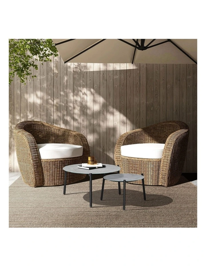 Livsip Outdoor Coffee Side Marble Table Set Desk Patio Furniture Garden Grey 2PC image 7