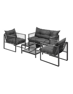 Livsip 4 Piece Outdoor Furniture Setting Garden Patio Lounge Sofa Chairs Grey