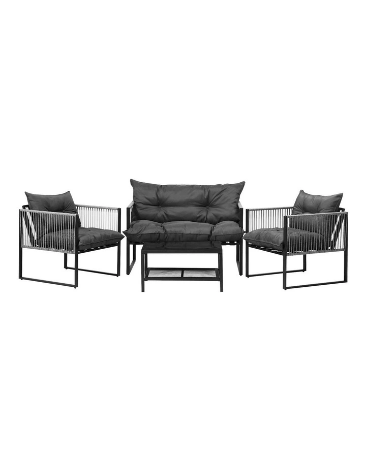 Livsip 4 Piece Outdoor Furniture Setting Garden Patio Lounge Sofa Chairs Grey image 2