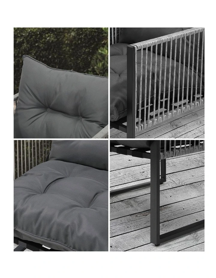 Livsip 4 Piece Outdoor Furniture Setting Garden Patio Lounge Sofa Chairs Grey image 6