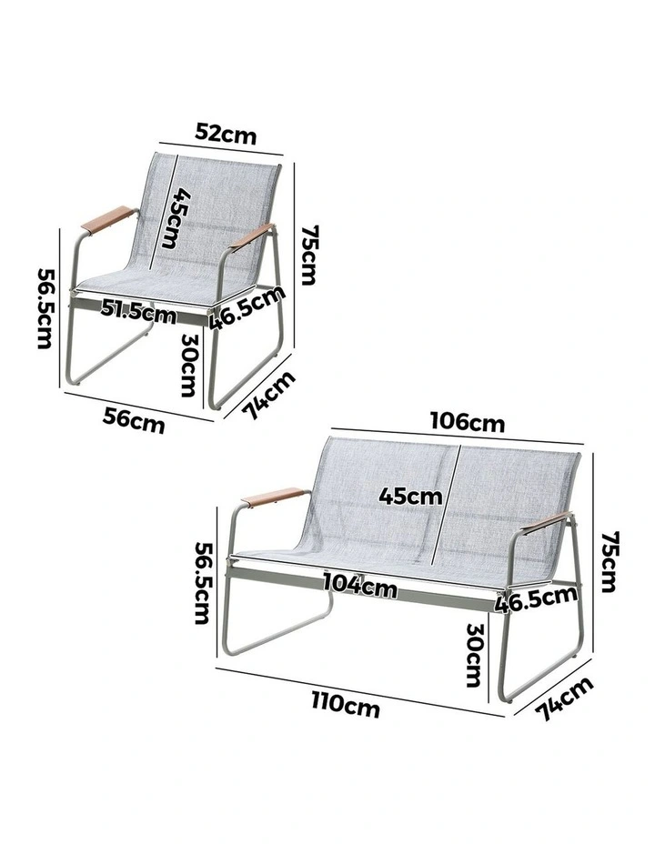 Livsip 4 Seater Outdoor Lounge Furniture Patio Set Bench Textilene Sofa Garden image 3