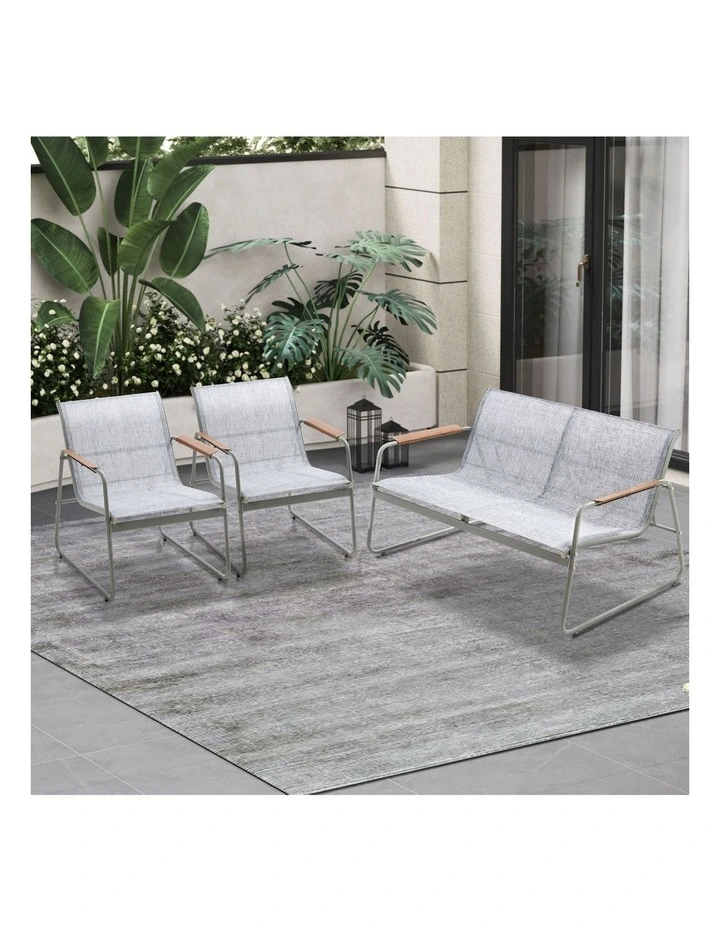 Livsip 4 Seater Outdoor Lounge Furniture Patio Set Bench Textilene Sofa Garden image 4