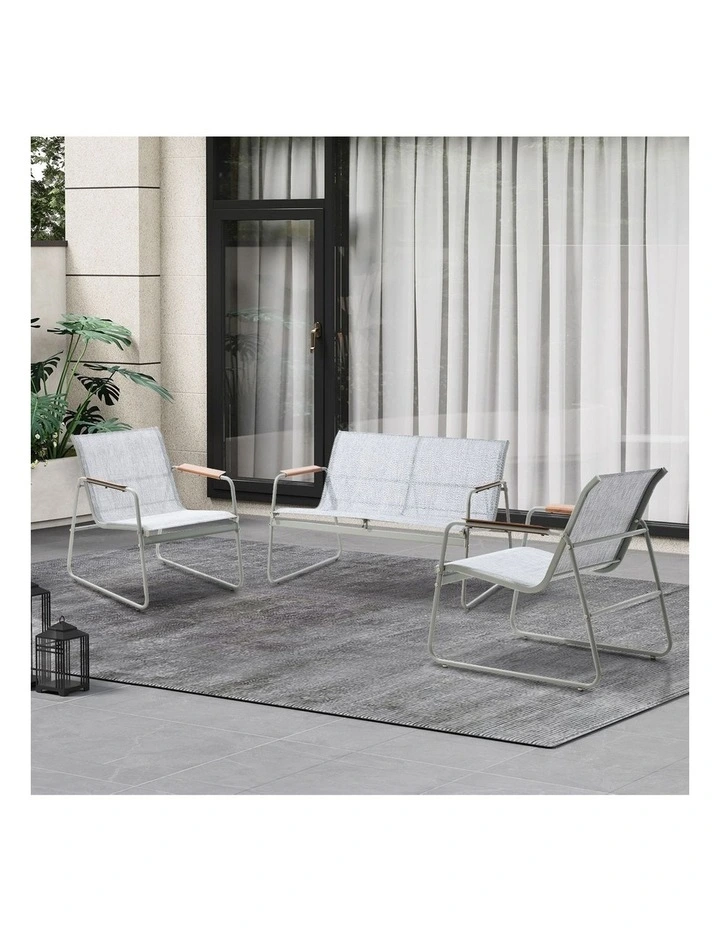 Livsip 4 Seater Outdoor Lounge Furniture Patio Set Bench Textilene Sofa Garden image 5