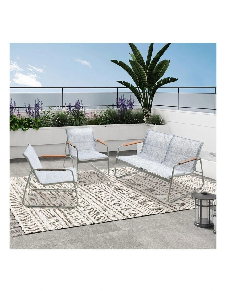 Livsip 4 Seater Outdoor Lounge Furniture Patio Set Bench Textilene Sofa Garden image 7