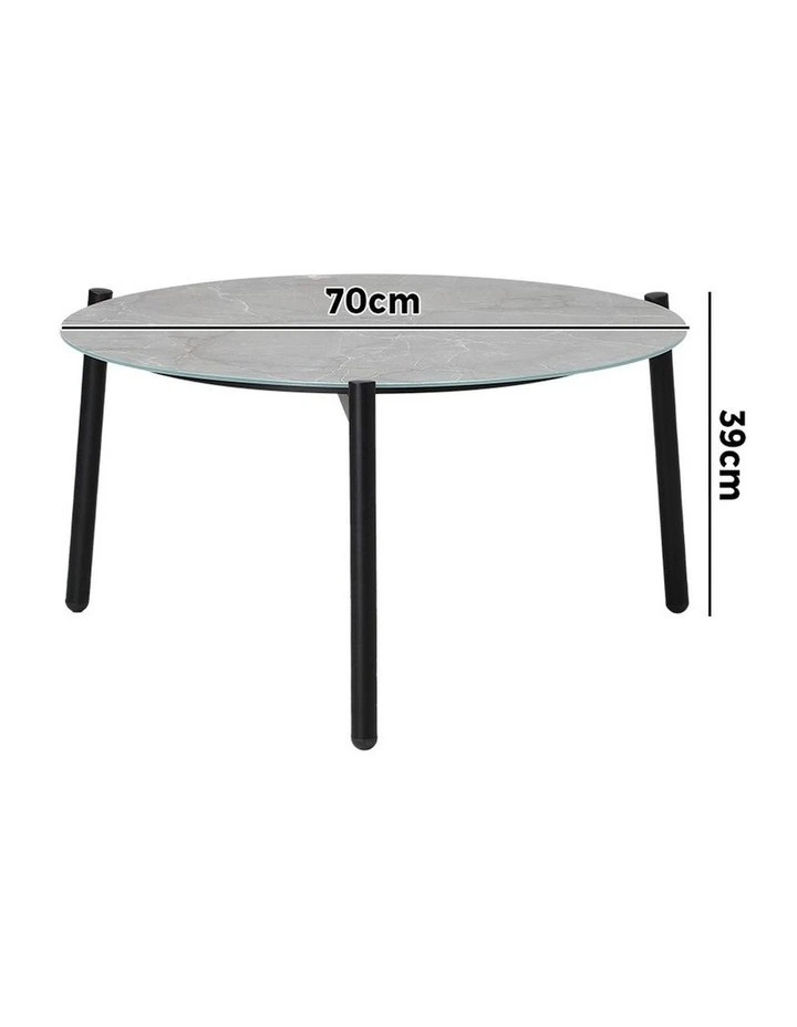 Livsip Outdoor Coffee Side Marble Table Desk Patio Furniture Garden 70cm Grey image 3