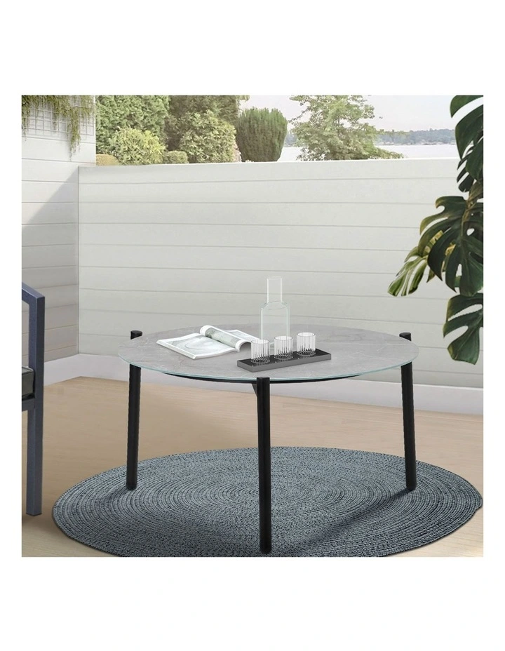 Livsip Outdoor Coffee Side Marble Table Desk Patio Furniture Garden 70cm Grey image 4