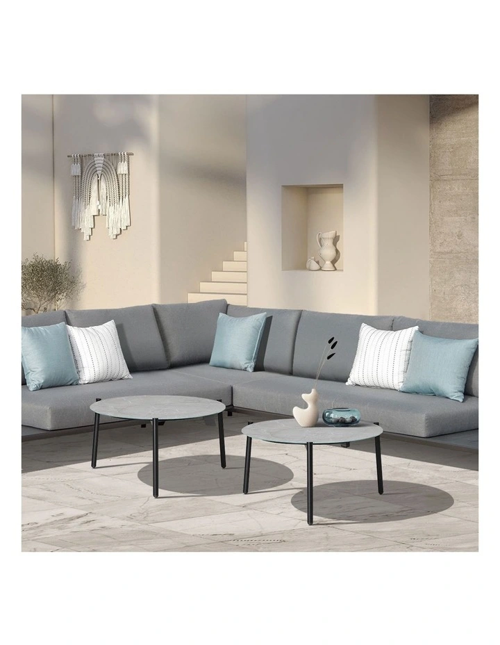 Livsip Outdoor Coffee Side Marble Table Desk Patio Furniture Garden 70cm Grey image 5