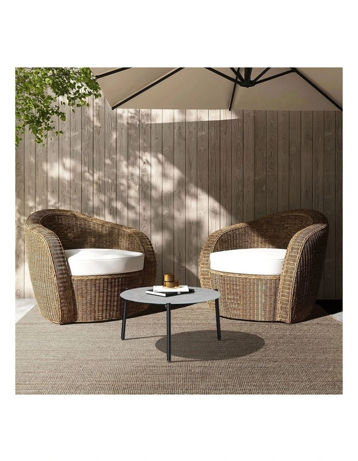 Livsip Outdoor Coffee Side Marble Table Desk Patio Furniture Garden 70cm Grey image 7