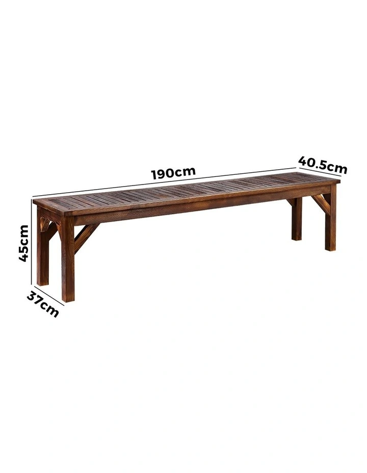 Livsip Garden Bench Wood Patio 190cm Slatted Seat Outdoor Furniture Dining Chair image 3