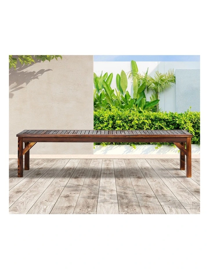 Livsip Garden Bench Wood Patio 190cm Slatted Seat Outdoor Furniture Dining Chair image 5