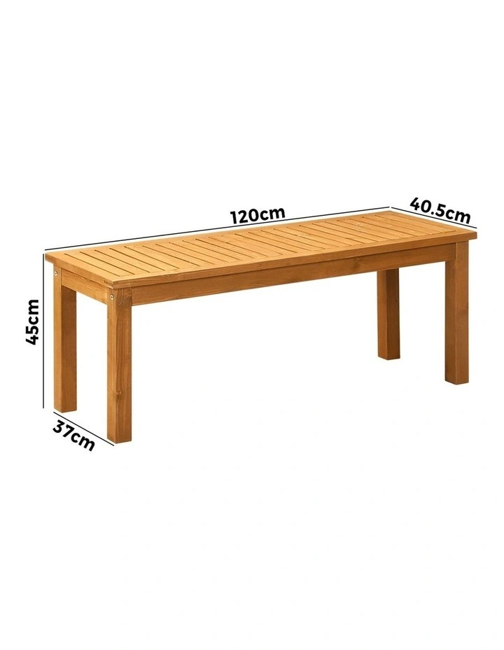 Livsip 120cm Garden Bench Outdoor Wood Patio Furniture Dining Chair Slatted Seat image 3