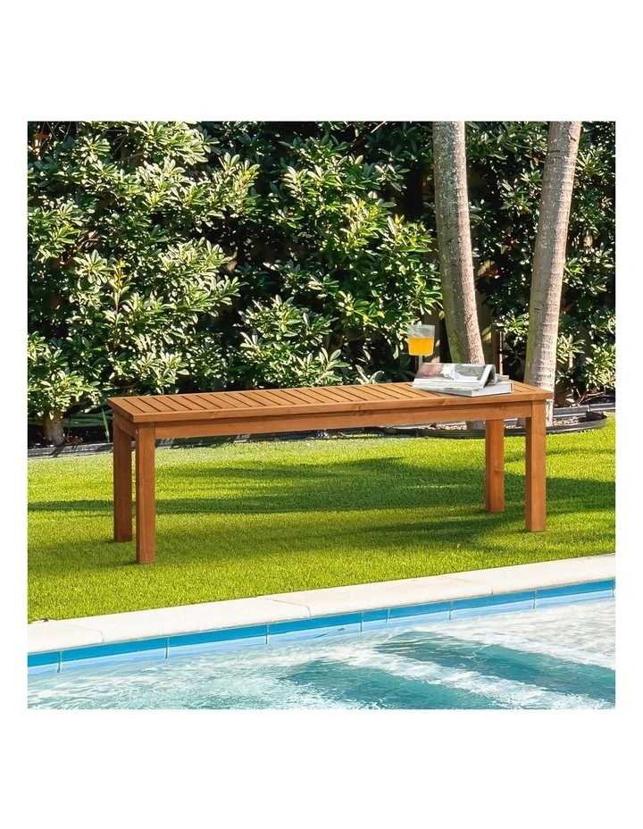 Livsip 120cm Garden Bench Outdoor Wood Patio Furniture Dining Chair Slatted Seat image 4