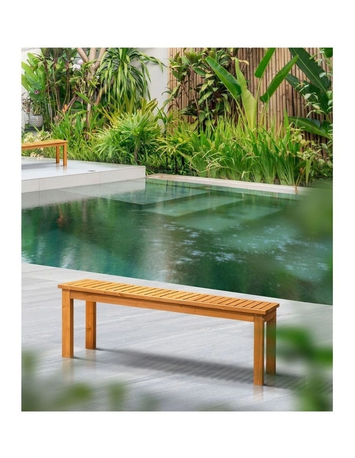 Livsip 120cm Garden Bench Outdoor Wood Patio Furniture Dining Chair Slatted Seat image 7