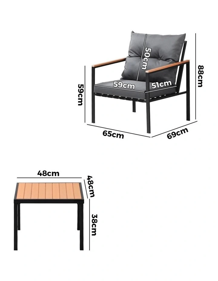 Livsip 3PCS Outdoor Furniture Lounge Setting Sofa Chairs Patio Dining Bistro Set image 3