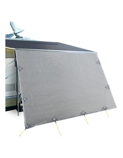 Caravan Privacy Screen Roll Out Awning 5.2x1.95M End Wall Side Sun Shade Grey