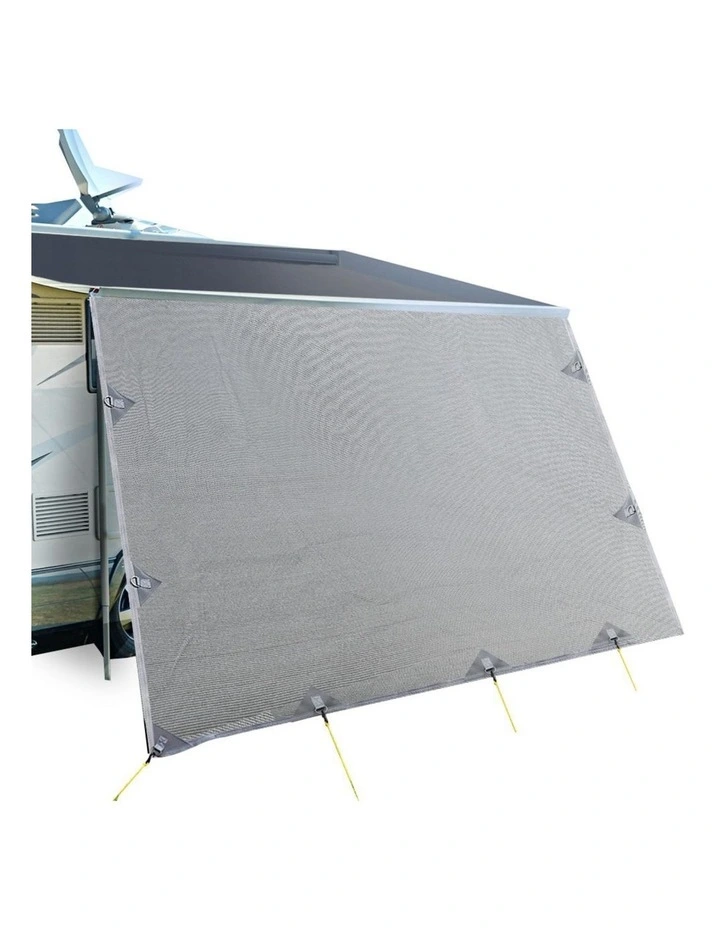 Caravan Privacy Screen Roll Out Awning 5.2x1.95M End Wall Side Sun Shade Grey image 1