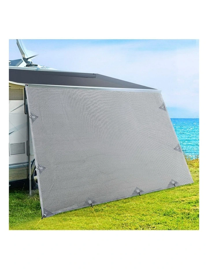 Caravan Privacy Screen Roll Out Awning 5.2x1.95M End Wall Side Sun Shade Grey image 3