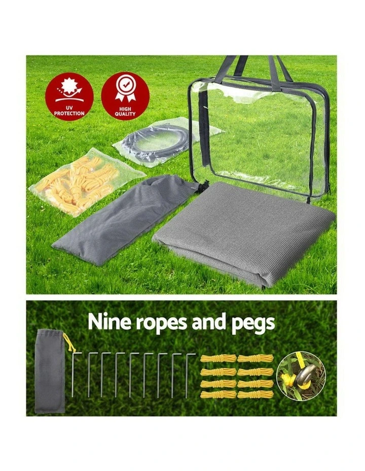 Caravan Privacy Screen Roll Out Awning 5.2x1.95M End Wall Side Sun Shade Grey image 7