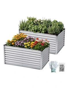 Green Fingers Raised Garden Bed 2 in 1 Modular Galvanised Planter Box Rust Resistant 240x80x60cm