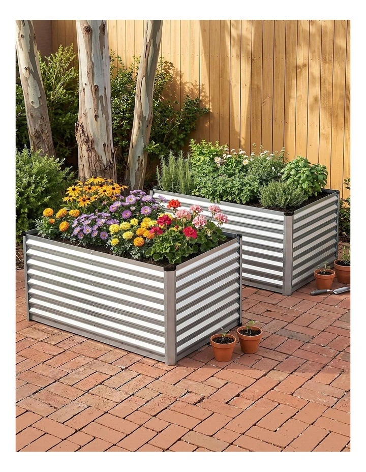 Green Fingers Raised Garden Bed 2 in 1 Modular Galvanised Planter Box Rust Resistant 240x80x60cm image 3