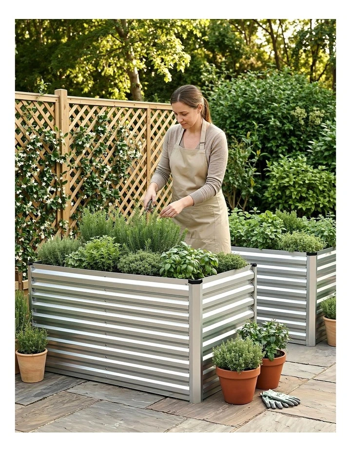 Green Fingers Raised Garden Bed 2 in 1 Modular Galvanised Planter Box Rust Resistant 240x80x60cm image 6