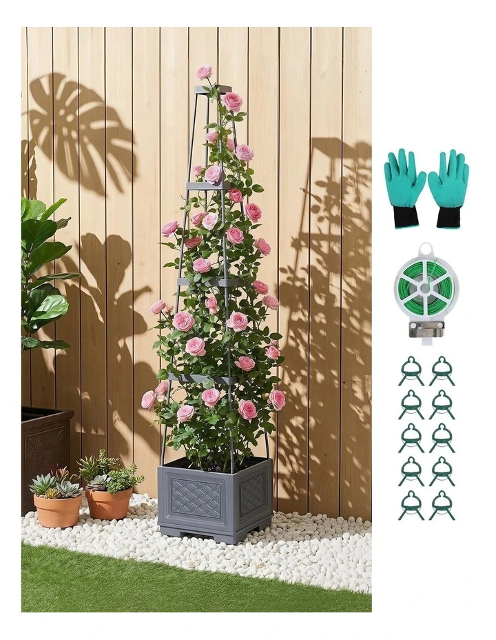 Green Fingers Self Watering Planter with Trellis Adjustable Height Modular Tomato Box 4 Layer 140cm image 3