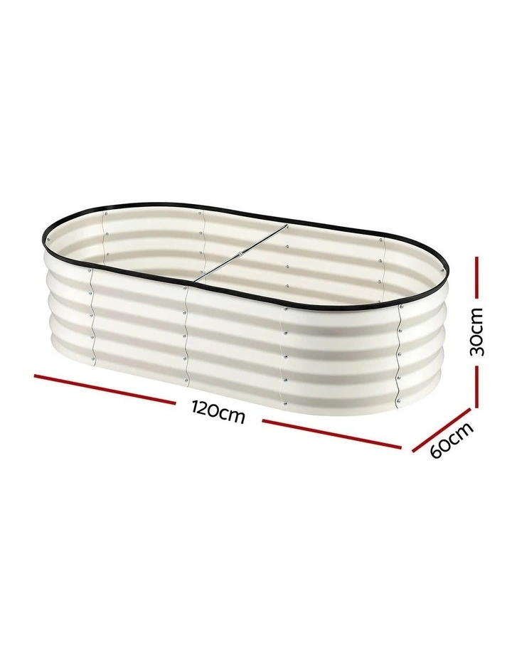 Green Fingers Raised Garden Bed 2 Pack Galvanised Planter Box Rust Resistant 120x60x30cm White image 4