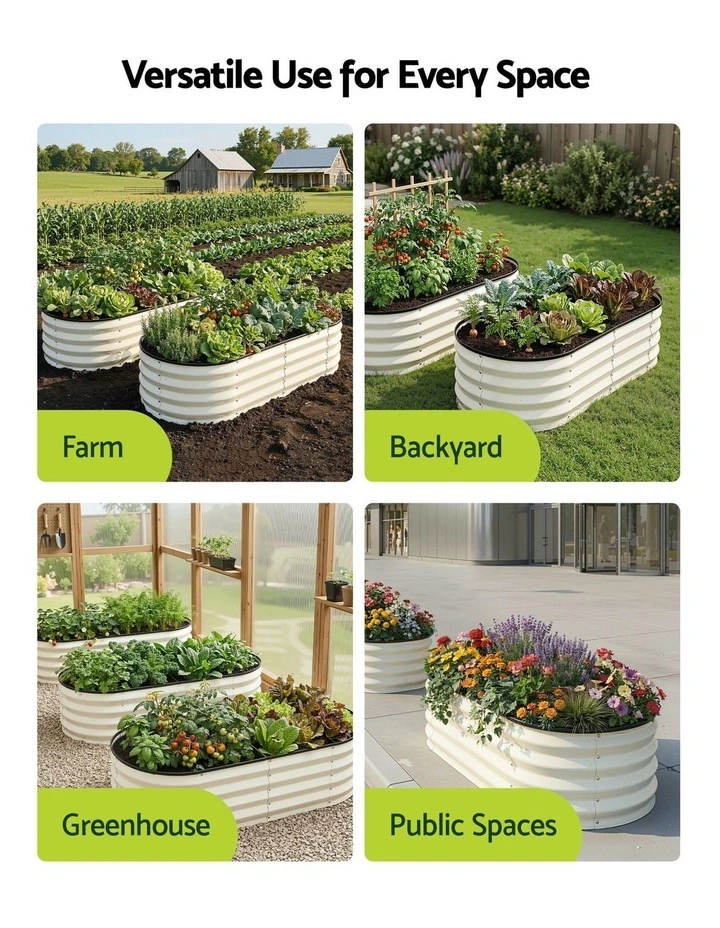 Green Fingers Raised Garden Bed 2 Pack Galvanised Planter Box Rust Resistant 120x60x30cm White image 7