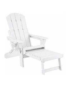 Gardeon Folding Sun Lounger Adirondack Chair Outdoor Lounge Setting HDPE Recliner Footrest White