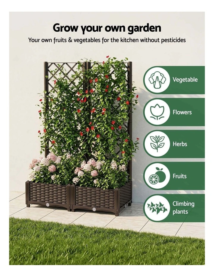 Green Fingers Raised Garden Bed Vertical Planter Self Watering Large Elevated Veggie Box 80x40x122cm image 6