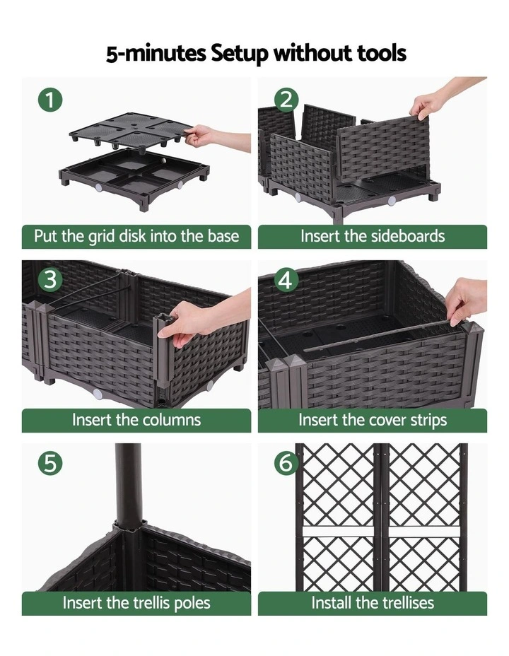 Green Fingers Raised Garden Bed Vertical Planter Self Watering Large Elevated Veggie Box 80x40x122cm image 7