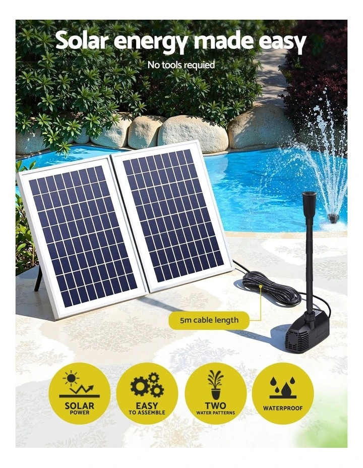 Gardeon Solar Pond Pump Submersible Water Fountain Kit with 2 Panels 1600L/H image 5