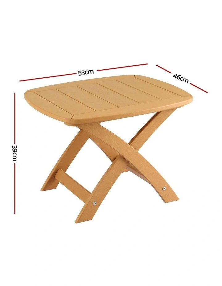 Gardeon Outdoor Coffee Side Table HDPE Desk Indoor Patio Furniture Garden Natural image 2