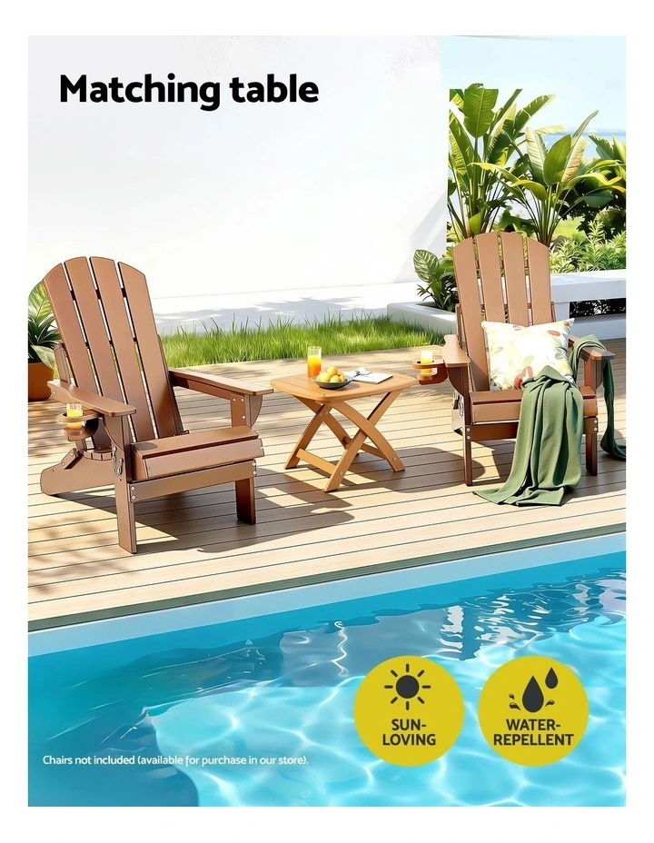 Gardeon Outdoor Coffee Side Table HDPE Desk Indoor Patio Furniture Garden Natural image 4