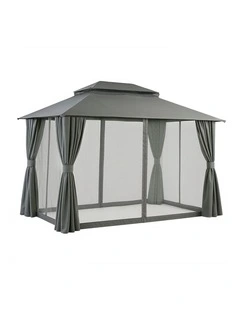 Instahut Gazebo 3x4m Canopy Outdoor Steel Frame Patio Tent Curtains Marquee Grey