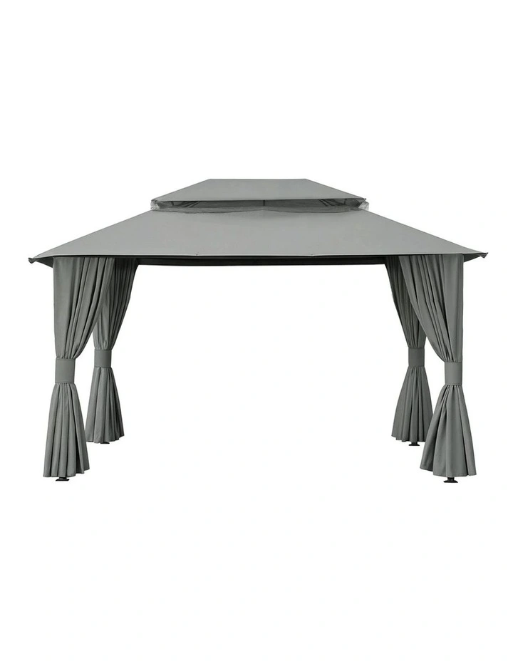 Instahut Gazebo 3x4m Canopy Outdoor Steel Frame Patio Tent Curtains Marquee Grey image 2