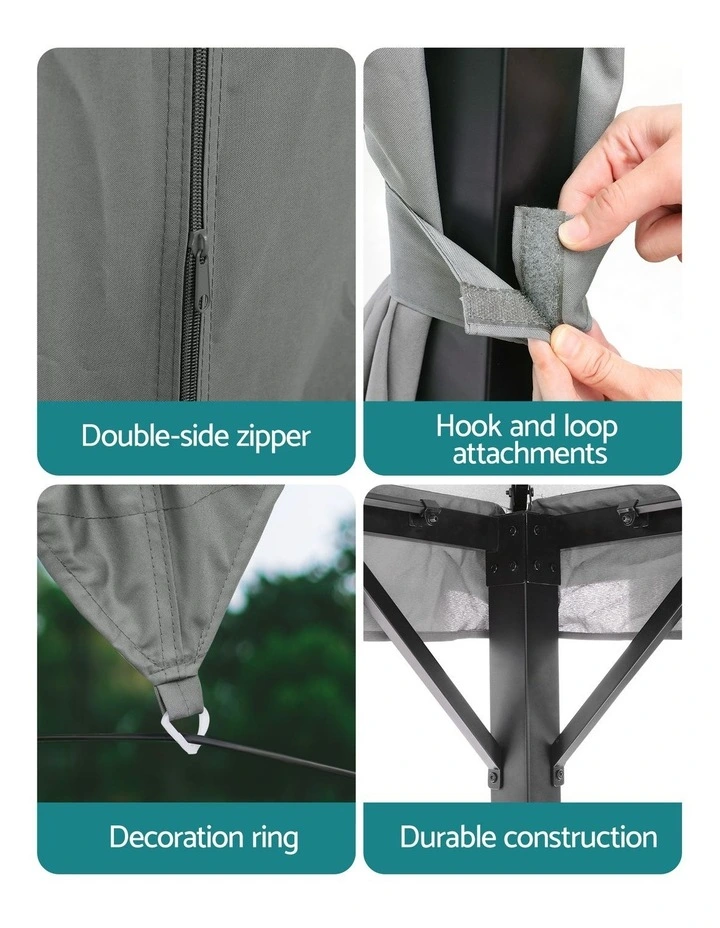 Instahut Gazebo 3x4m Canopy Outdoor Steel Frame Patio Tent Curtains Marquee Grey image 6
