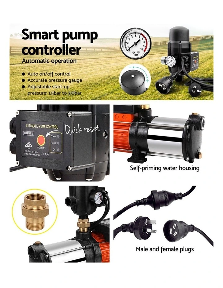 Giantz 1800W 5-Stage Garden Water Pump High Pressure Automatic Irrigation Black image 6
