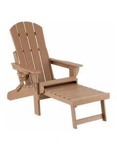Gardeon Folding Sun Lounger Adirondack Chair Outdoor Lounge Setting HDPE Recliner Footrest Khaki