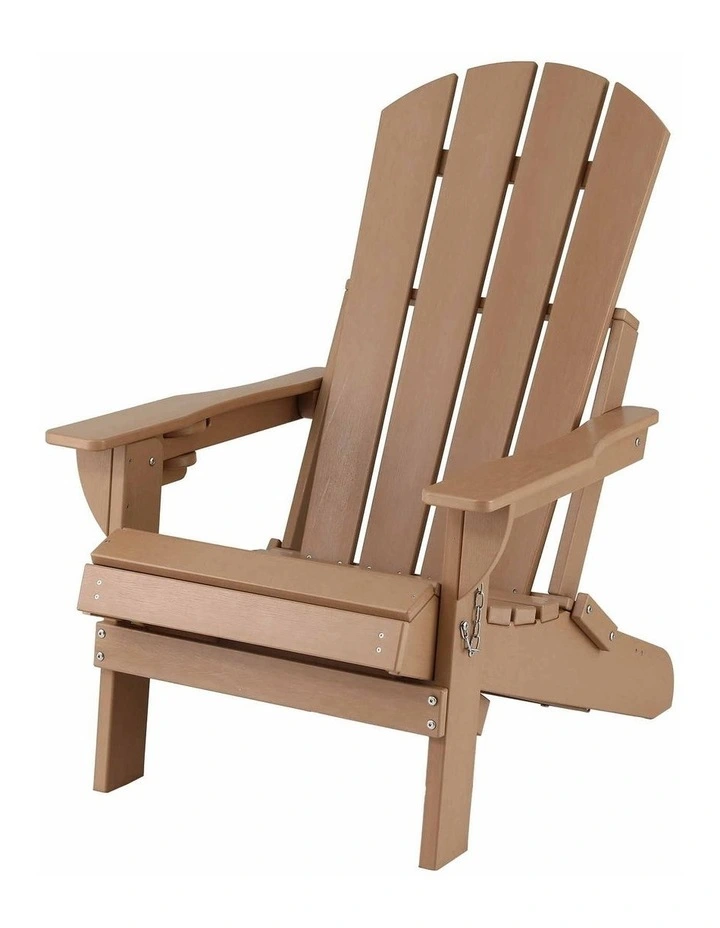 Gardeon Folding Sun Lounger Adirondack Chair Outdoor Lounge Setting HDPE Recliner Footrest Khaki image 3