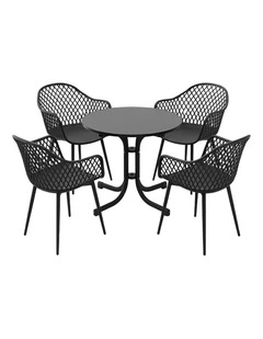 Gardeon 5PCS Outdoor Dining Set Table and Chairs Patio Furniture Garden Diamond Black