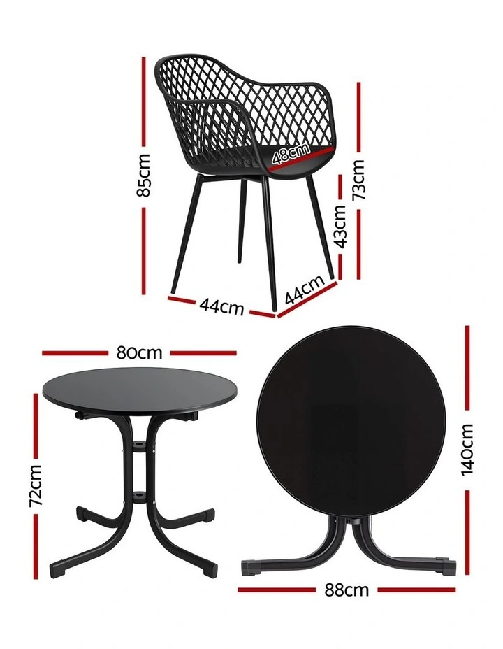 Gardeon 5PCS Outdoor Dining Set Table and Chairs Patio Furniture Garden Diamond Black image 2