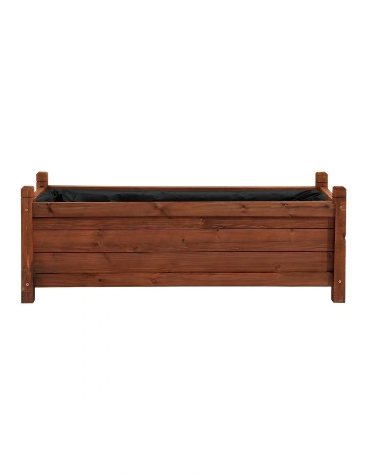 Green Fingers Garden Bed Wooden Planter Box Raised Container Growing 90x30x33cm Brown image 2