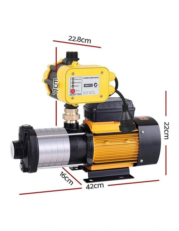 Giantz Garden Water Pump High Pressure 2500W Max 6-Stage Tank Irrigation Transfer Booster Yellow image 4
