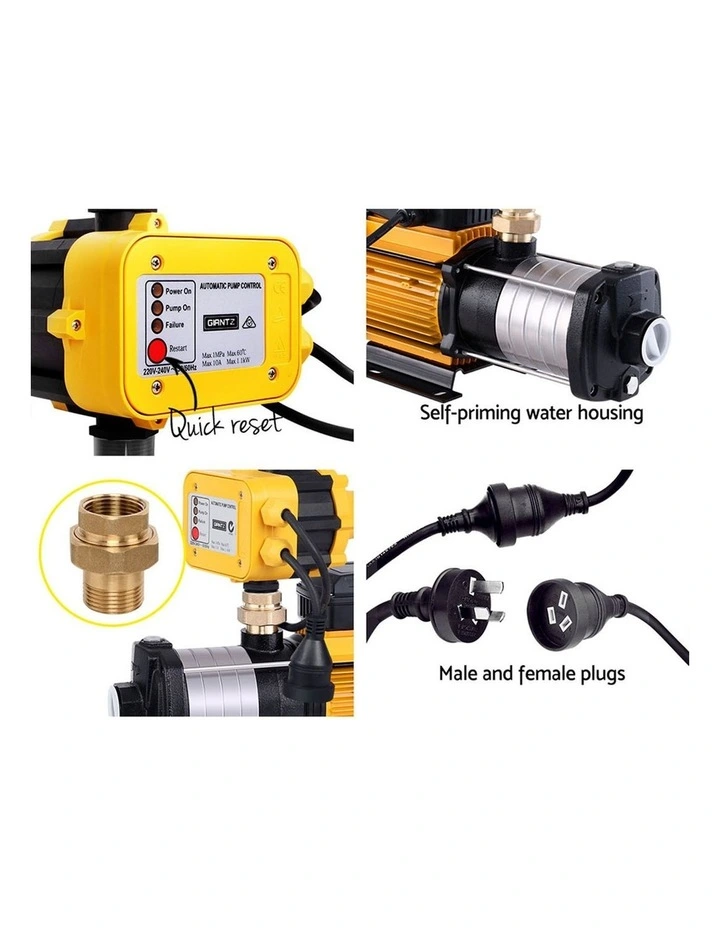 Giantz Garden Water Pump High Pressure 2500W Max 6-Stage Tank Irrigation Transfer Booster Yellow image 5