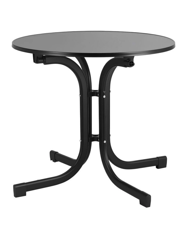 Gardeon Outdoor Side Table 80cm Folding Steel Round Bistro Desk Cafe Patio Furniture Black image 3